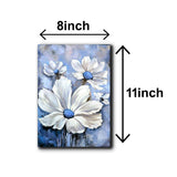 Set of 5 Blue Flowers Wall Art Wooden Frames for Home Decoration / Sticky Photo Tiles (2663935)