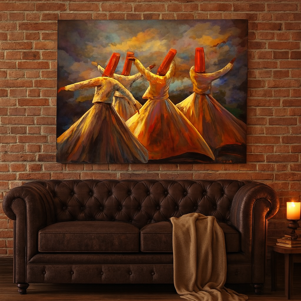 Whirling Dervish Wall Art Painting – Sufi Dance Canvas, Spiritual Home Décor (12x16) (3752334)