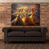 Whirling Dervish Wall Art Painting – Sufi Dance Canvas, Spiritual Home Décor (12x16) (3752334)