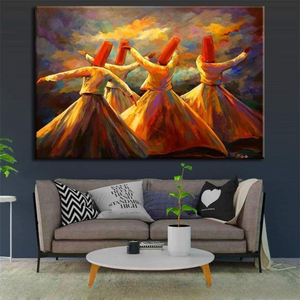Whirling Dervish Wall Art Painting – Sufi Dance Canvas, Spiritual Home Décor (12x16) (3752334)