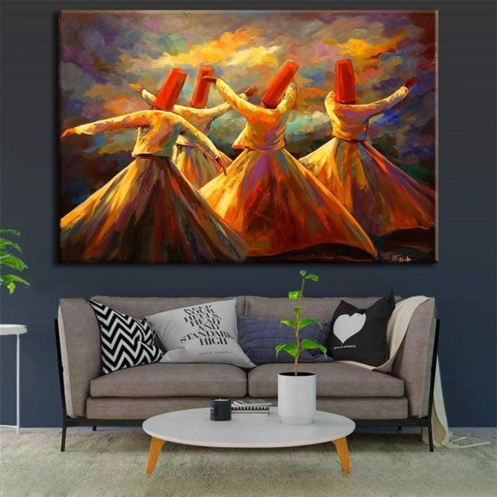 Whirling Dervish Wall Art Painting – Sufi Dance Canvas, Spiritual Home Décor (12x16) (3752334)