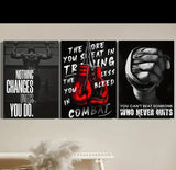 3-Piece Sports Wall Décor – Boxing Motivational Quote Prints, Athletic Black & White Art (8x11 Inches Each)