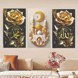 set of 3 Flower Islamic art wooden frames for wall decoration / sticky photo tile  (2929860)