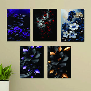 Set Of 3 Flower Sticky Canvas Phototiles Frame For Wall, Home Decor (3283967)