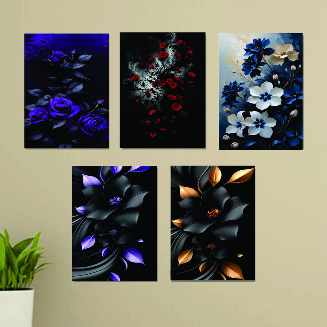 Set Of 3 Flower Sticky Canvas Phototiles Frame For Wall, Home Decor (3283967)