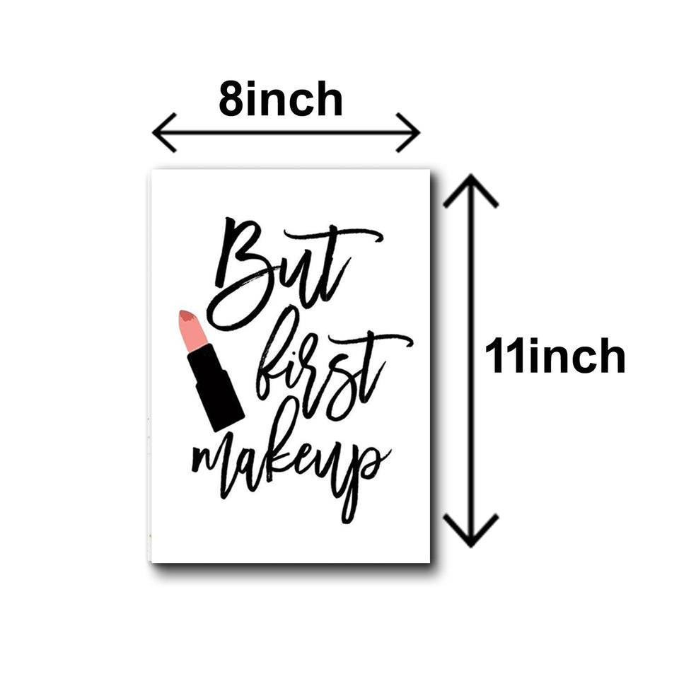 set of 5 make up themed girls room decore wall art wooden sticky Phototile frames